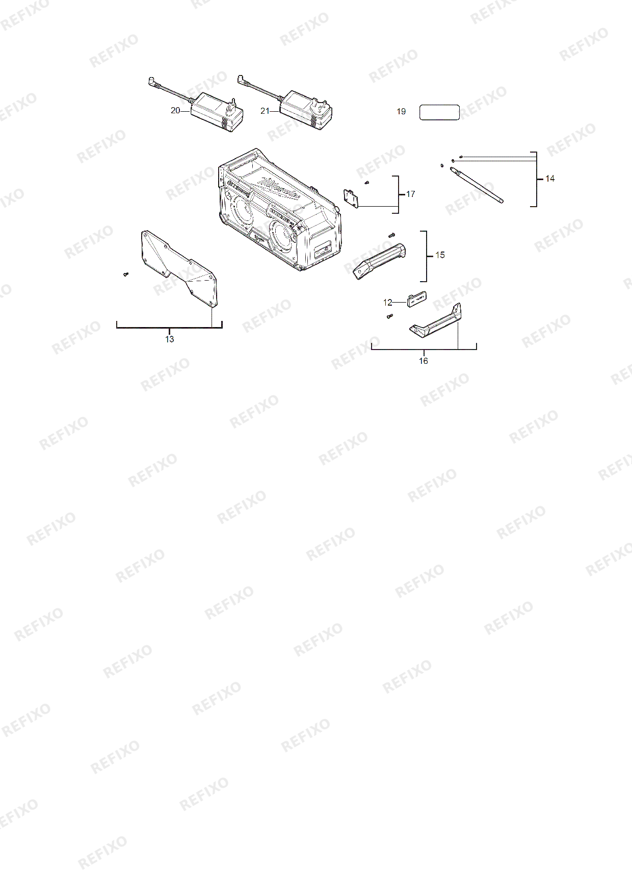 Деталировка MILWAUKEE M18RADDAB+G2 0 4933492344 4000497636 — схема запчастей в разборе