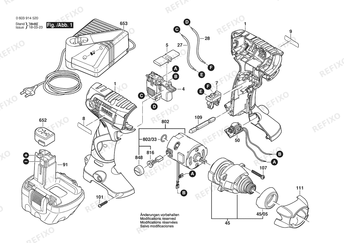 Деталировка Bosch Аккумуляторный - шуруповёрт PDR 14,4 V | 14.4 V | 006 - JP (3 603 J14 450) — схема запчастей в разборе