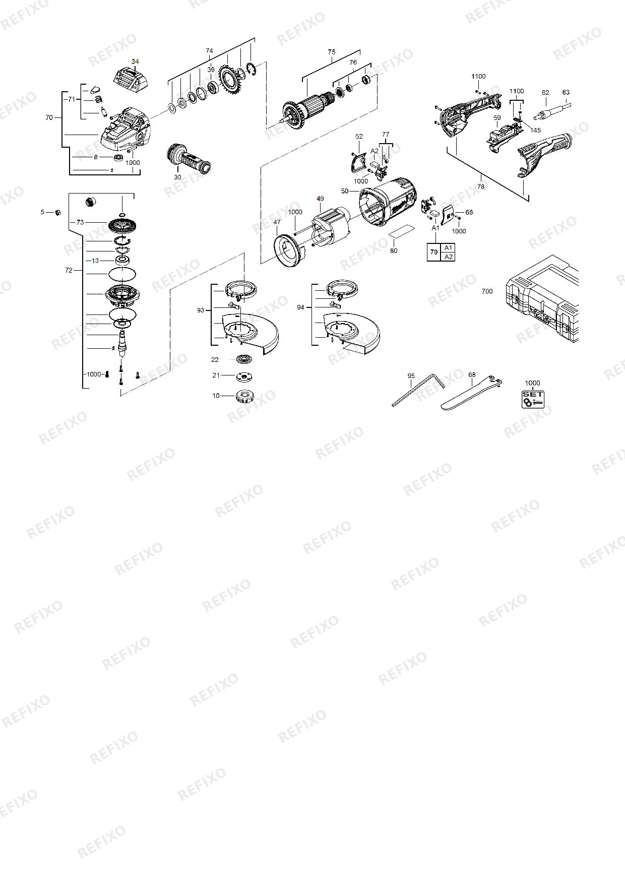 Деталировка MILWAUKEE AGVK24 230EK DMS IN2 4933451414 4000449990 — схема запчастей в разборе