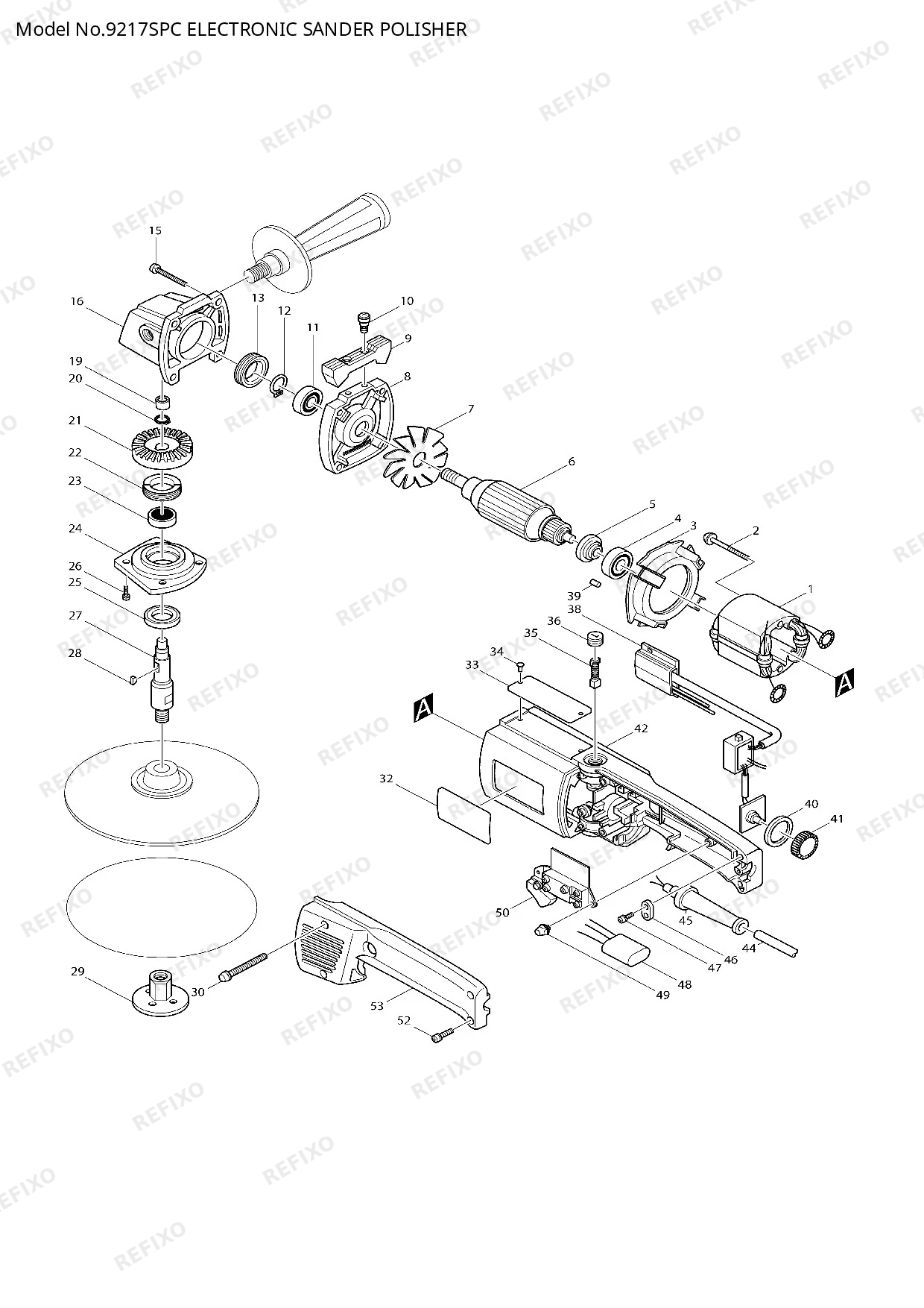 Деталировка MAKITA 9217SPC — схема запчастей в разборе