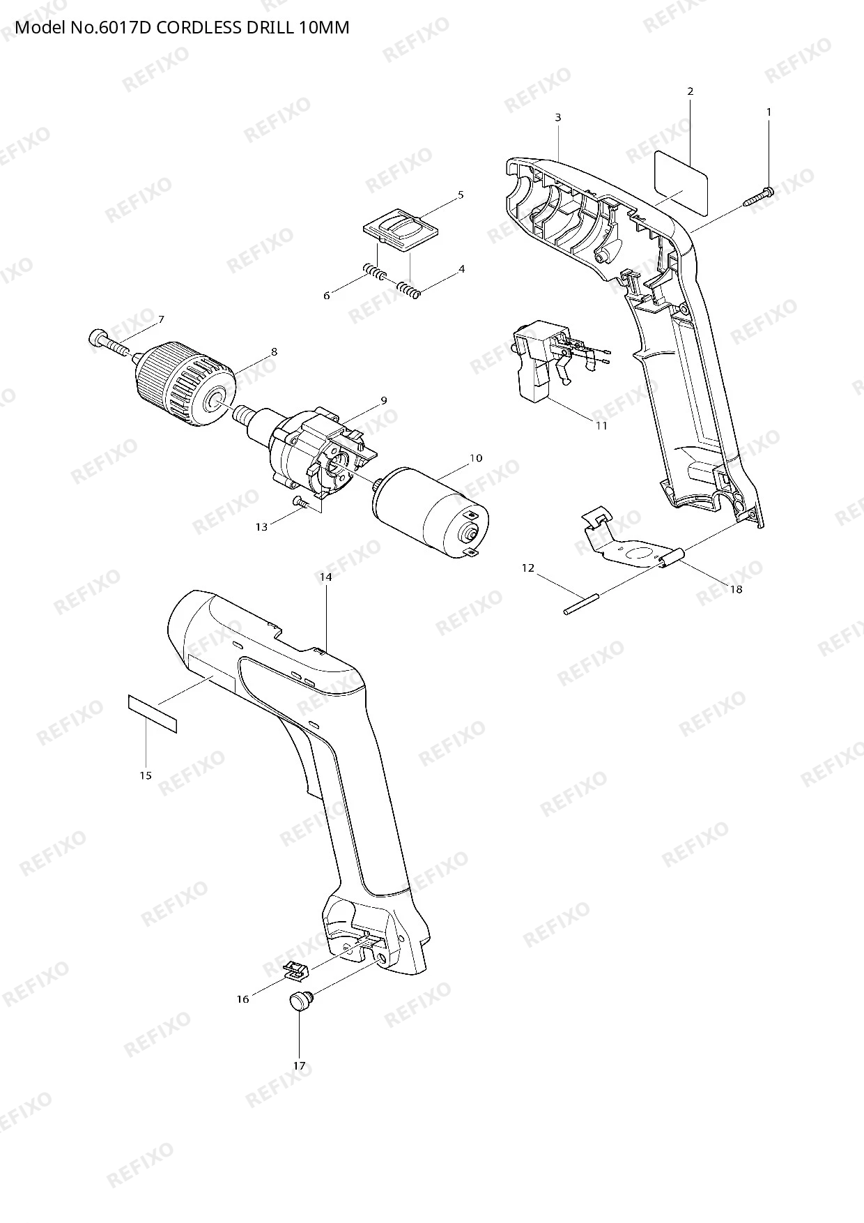 Деталировка MAKITA 6017D — схема запчастей в разборе