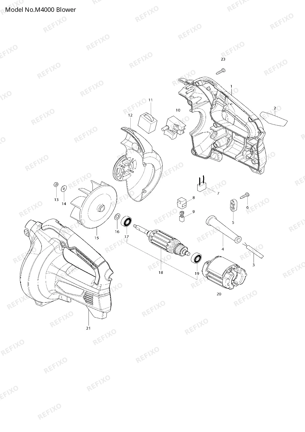 Деталировка MAKITA M4000 — схема запчастей в разборе