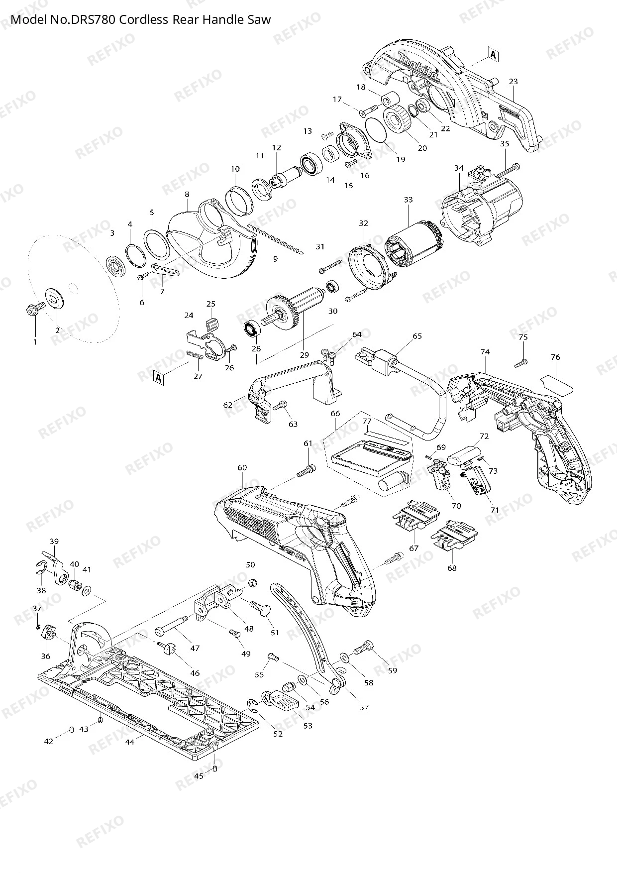 Деталировка MAKITA DRS780 — схема запчастей в разборе