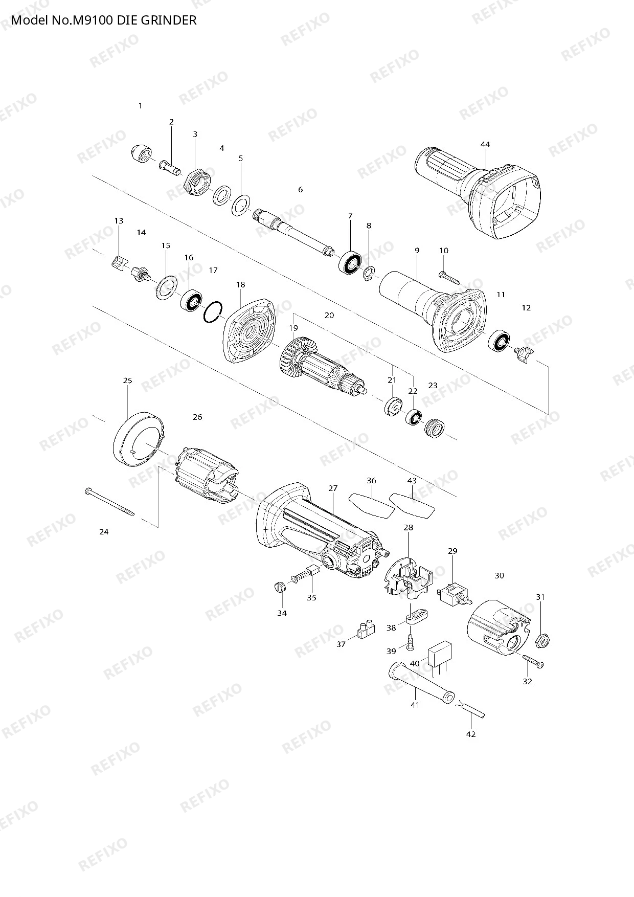 Деталировка MAKITA M9100 — схема запчастей в разборе