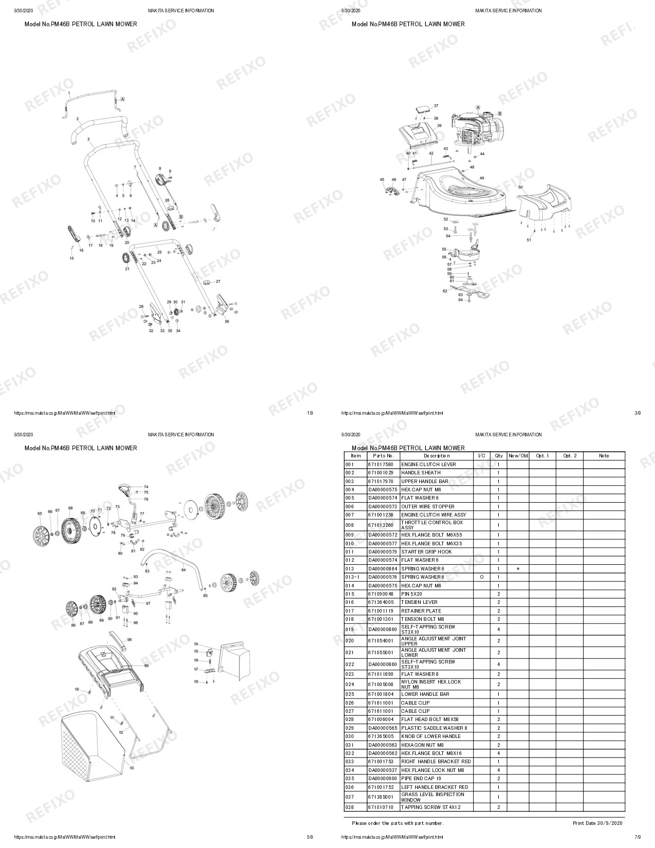 Деталировка MAKITA PM 46NBC — схема запчастей в разборе