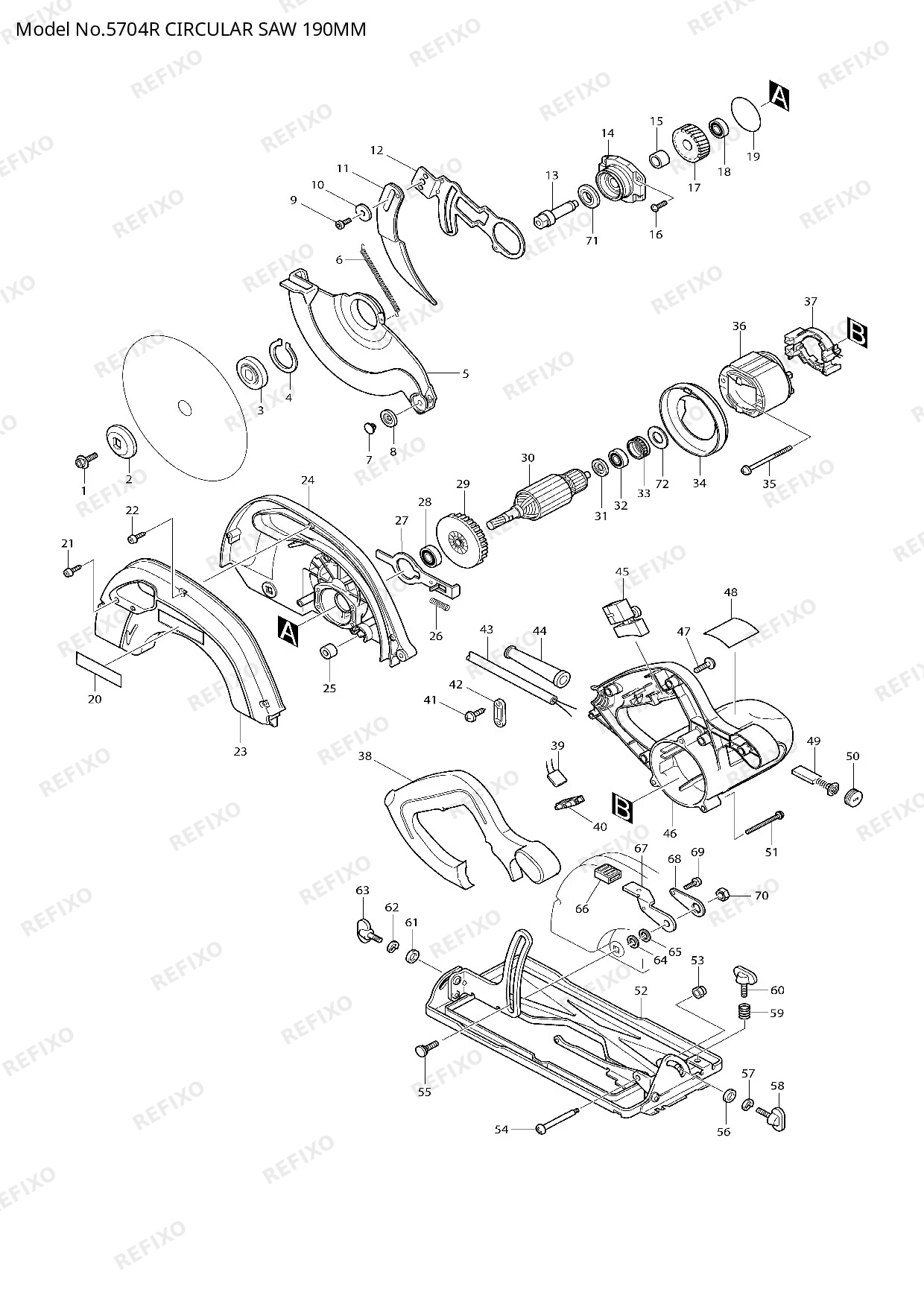 Деталировка MAKITA 5704R — схема запчастей в разборе