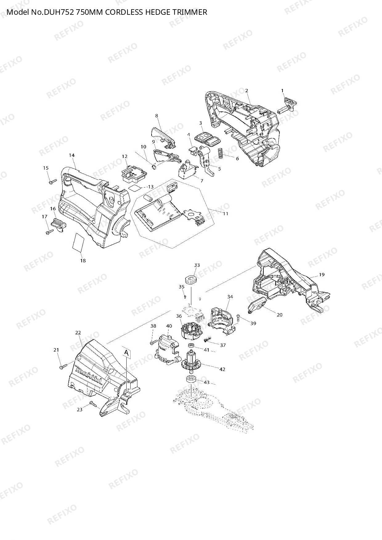 Деталировка MAKITA DUH752 — схема запчастей в разборе