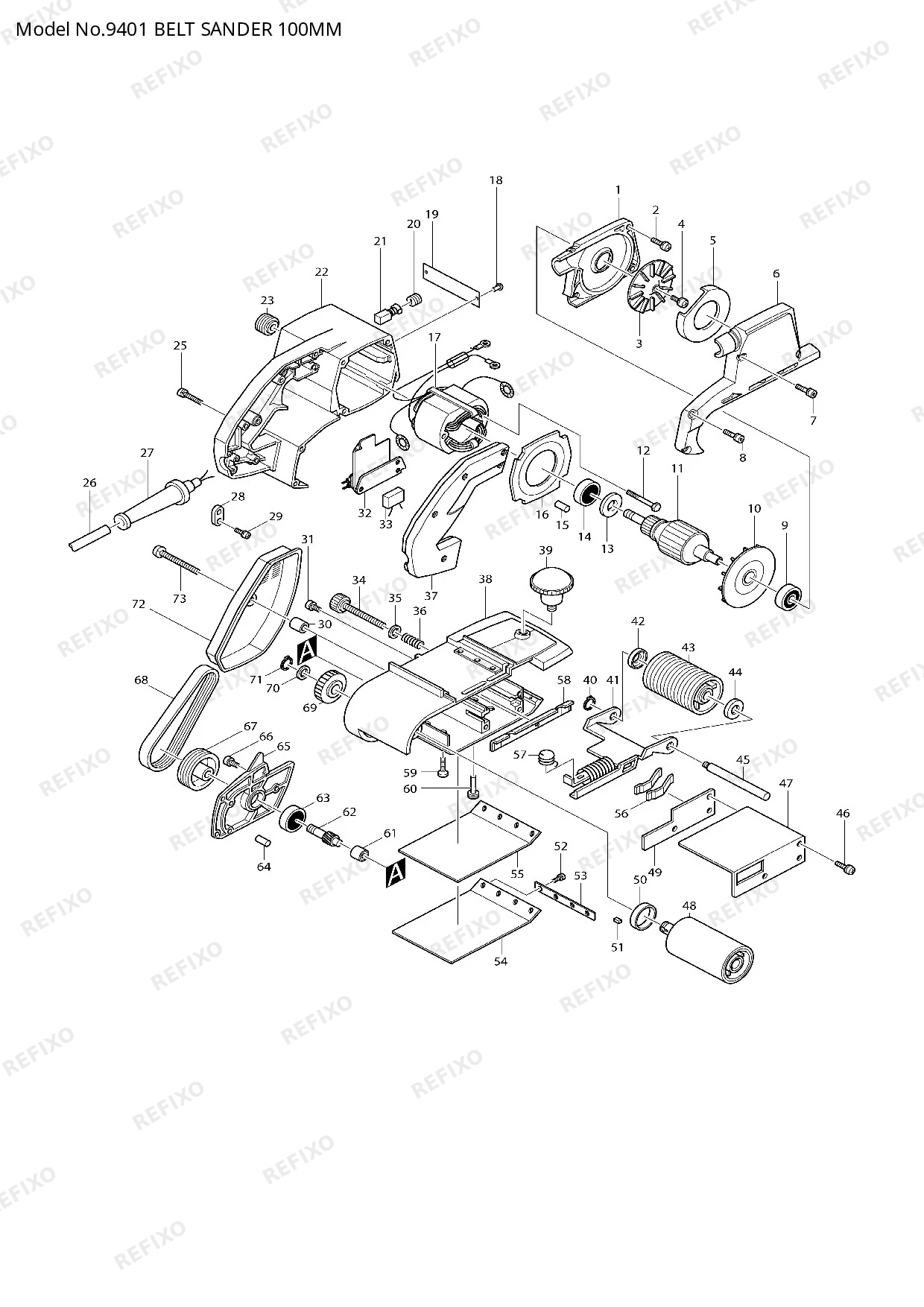 Деталировка MAKITA 9401 — схема запчастей в разборе
