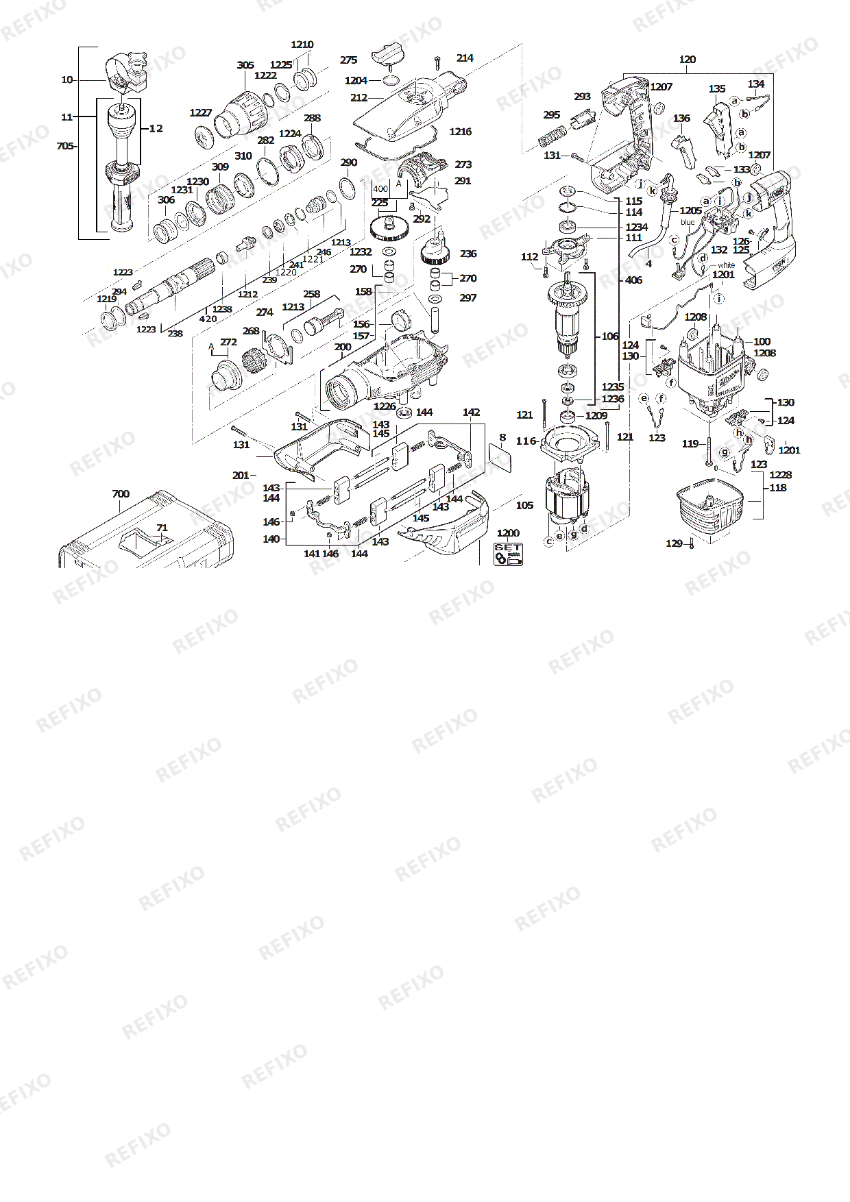 Деталировка MILWAUKEE K750S 4933398600 4000398602 — схема запчастей в разборе