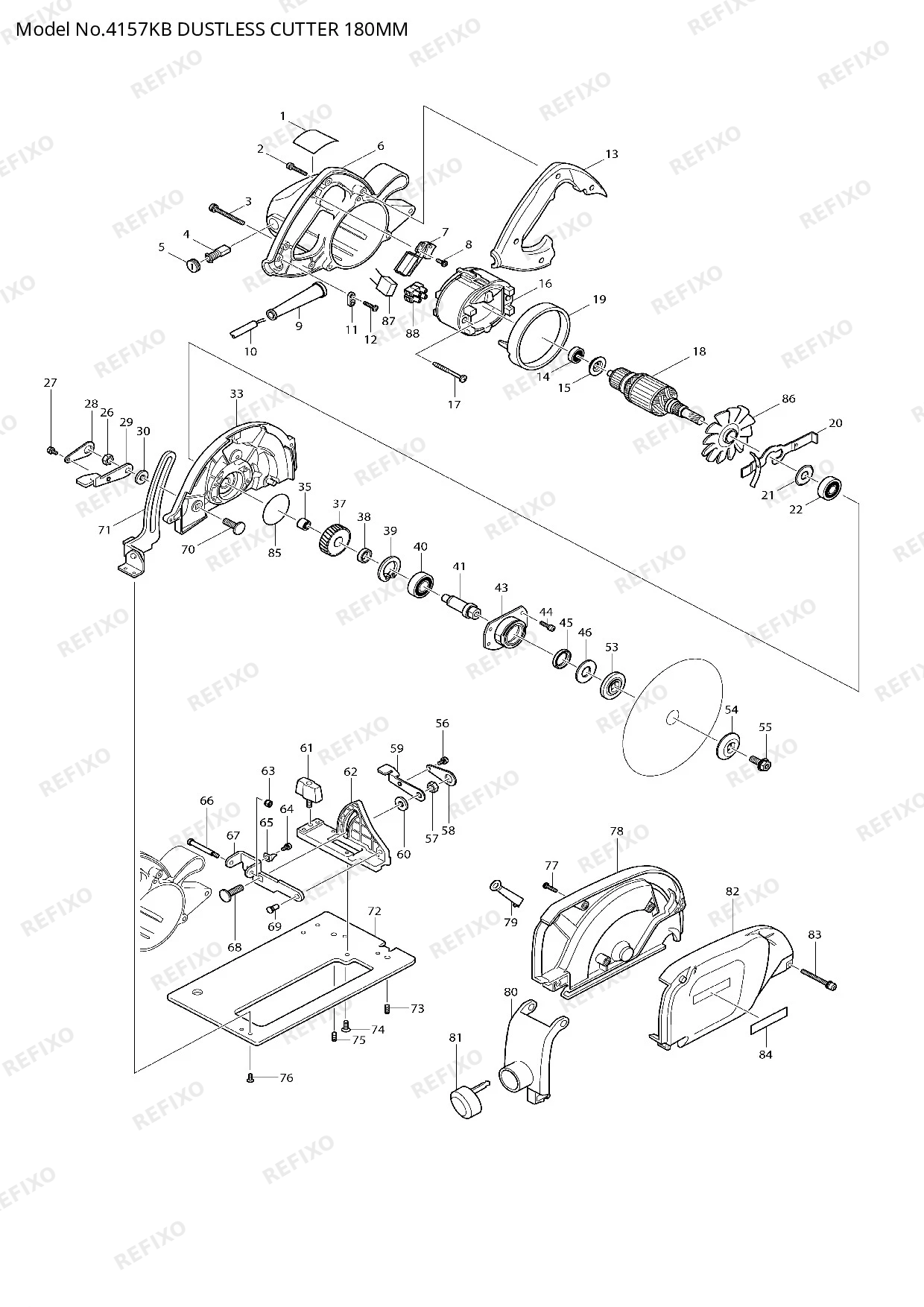 Деталировка MAKITA 4157KB — схема запчастей в разборе