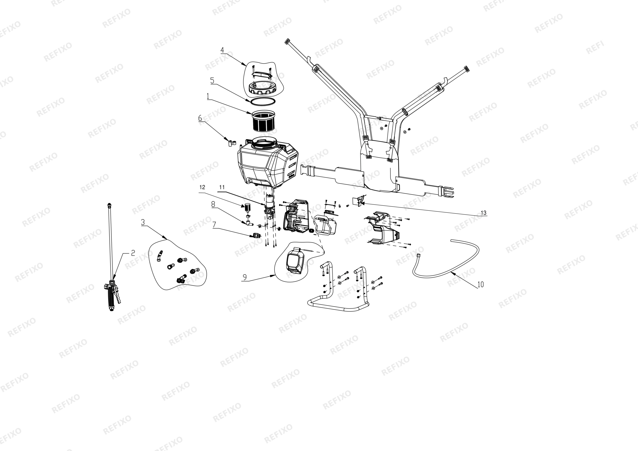 Деталировка Greenworks 5300307 Exploded-View — схема запчастей в разборе