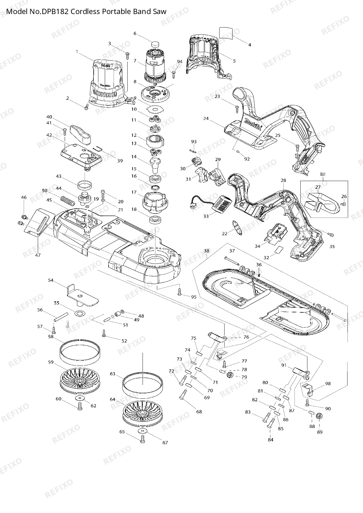 Деталировка MAKITA DPB182 — схема запчастей в разборе