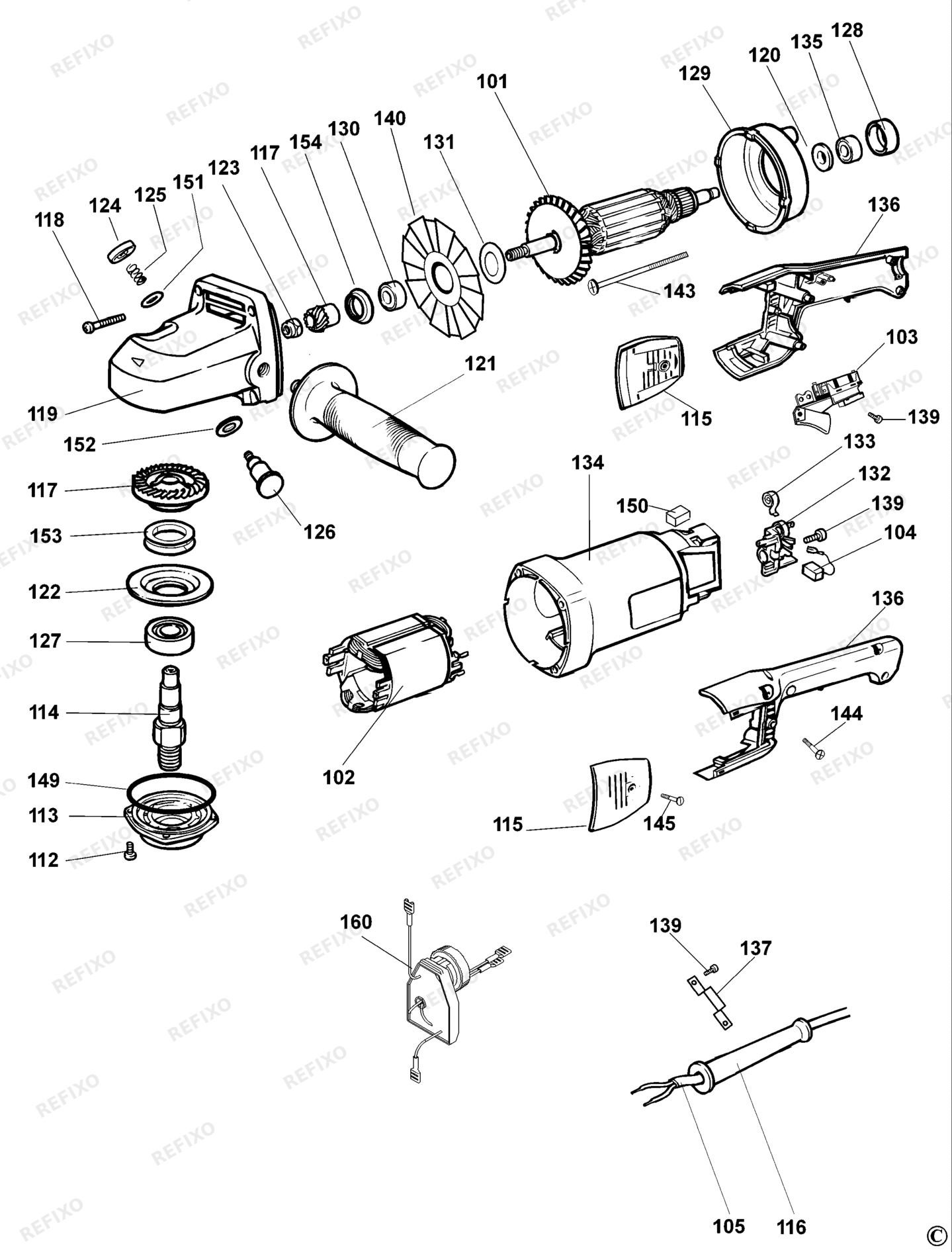 Деталировка DeWalt DW632-QS TYPE 1 POLIERER DW632-QS DW632 — схема запчастей в разборе