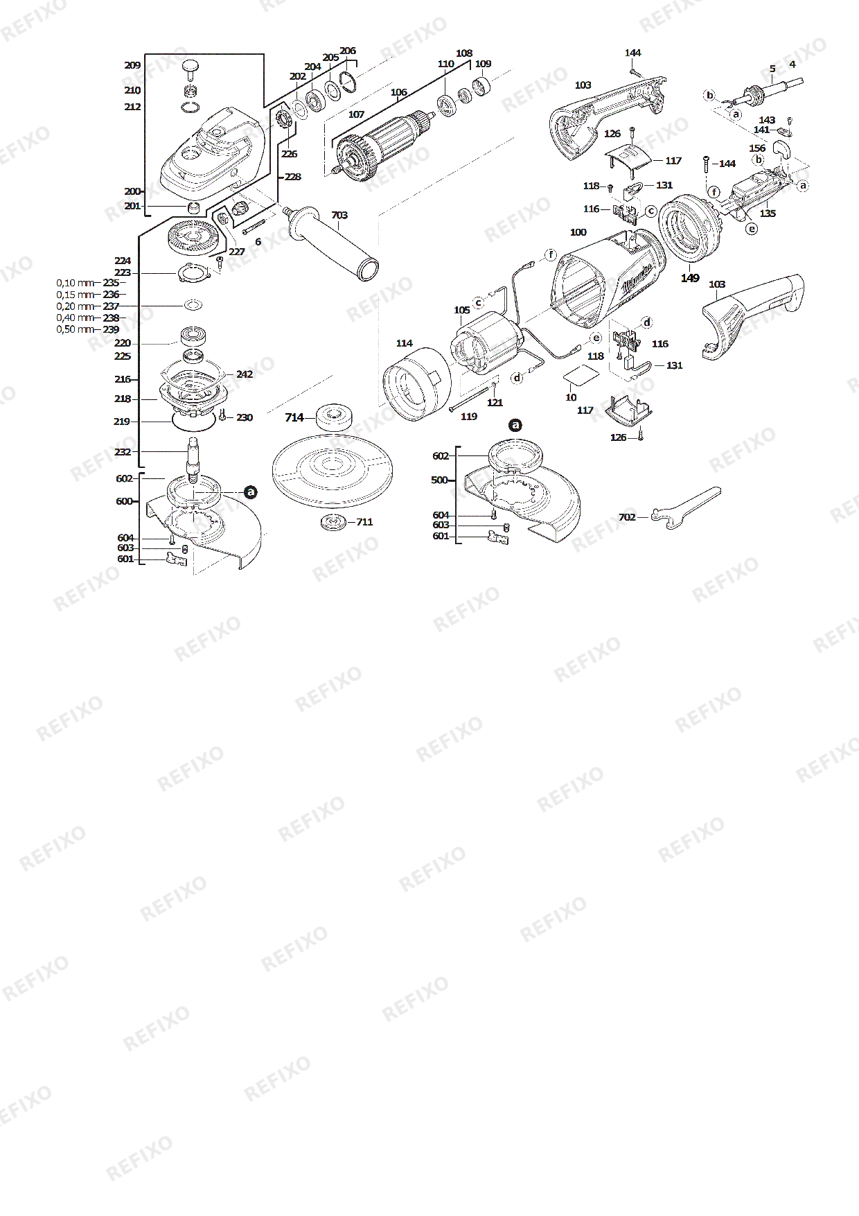 Деталировка MILWAUKEE AGV24 230E 4933402335 4000476848 — схема запчастей в разборе