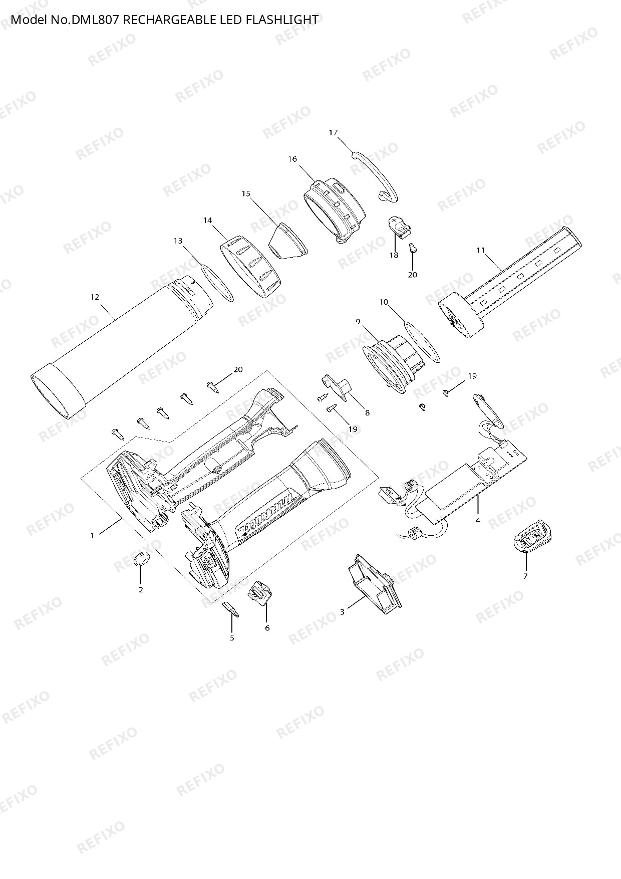 Деталировка MAKITA DML807 — схема запчастей в разборе