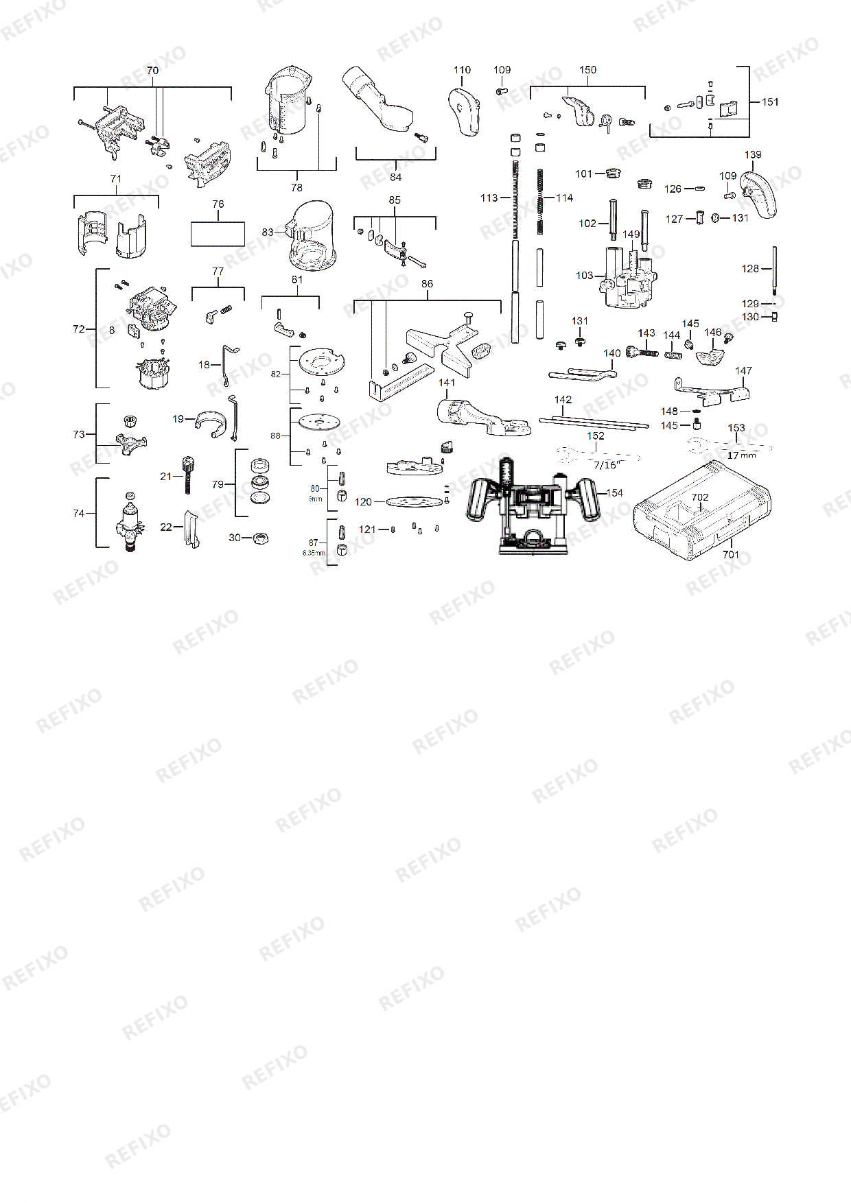 Деталировка MILWAUKEE M18FTR 0X 4933471604 4000474460 — схема запчастей в разборе