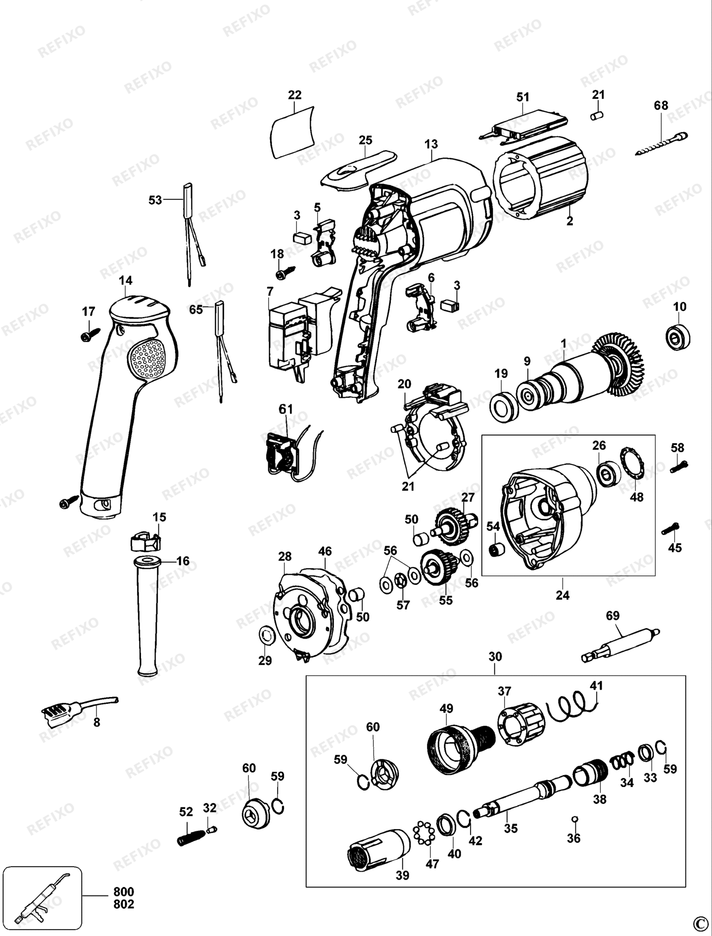 Деталировка DeWalt DW269K-QS TYPE 2 SCHRAUBENDREHER DW269K-QS DW269K — схема запчастей в разборе