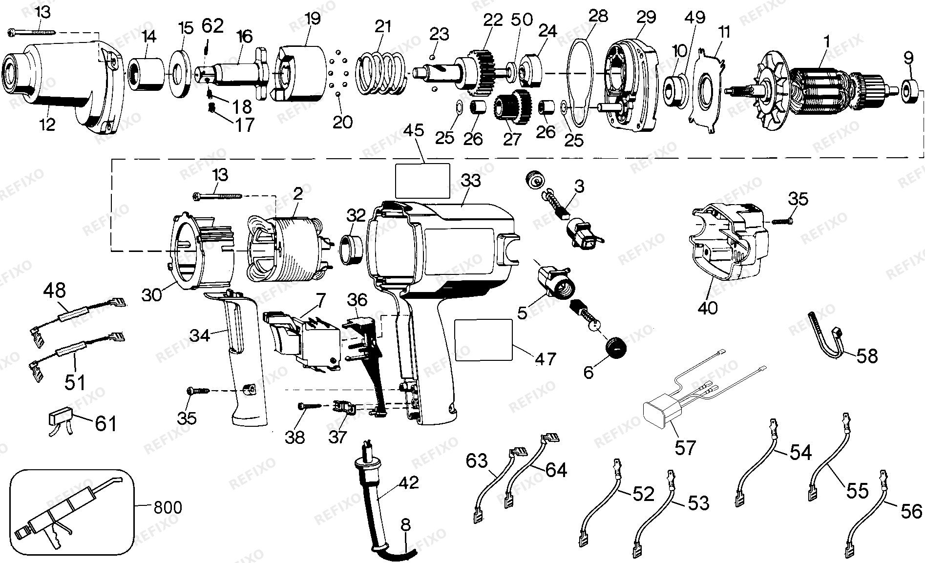 Деталировка DeWalt DW290-QS TYPE A1 SCHLAGSCHRAUBENSCHL. DW290-QS DW290 — схема запчастей в разборе
