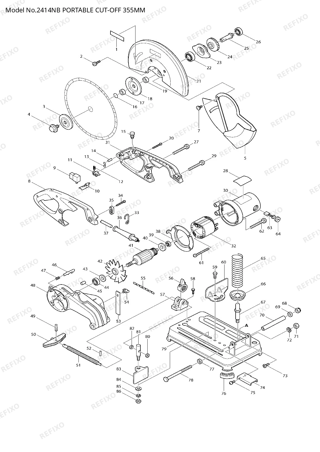 Деталировка MAKITA 2414NB — схема запчастей в разборе