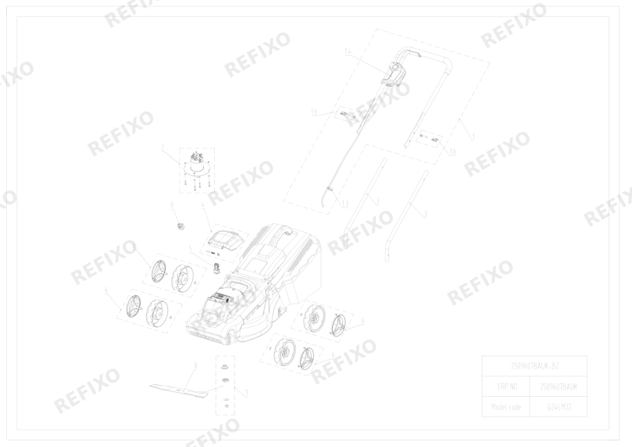 Деталировка Greenworks 2509607-Exploded view RU — схема запчастей в разборе