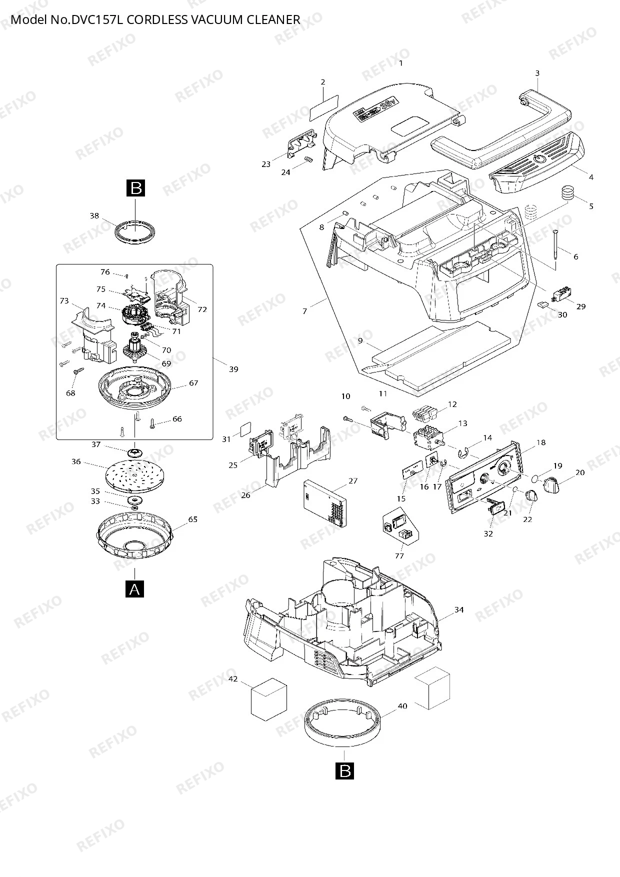Деталировка MAKITA DVC157L — схема запчастей в разборе