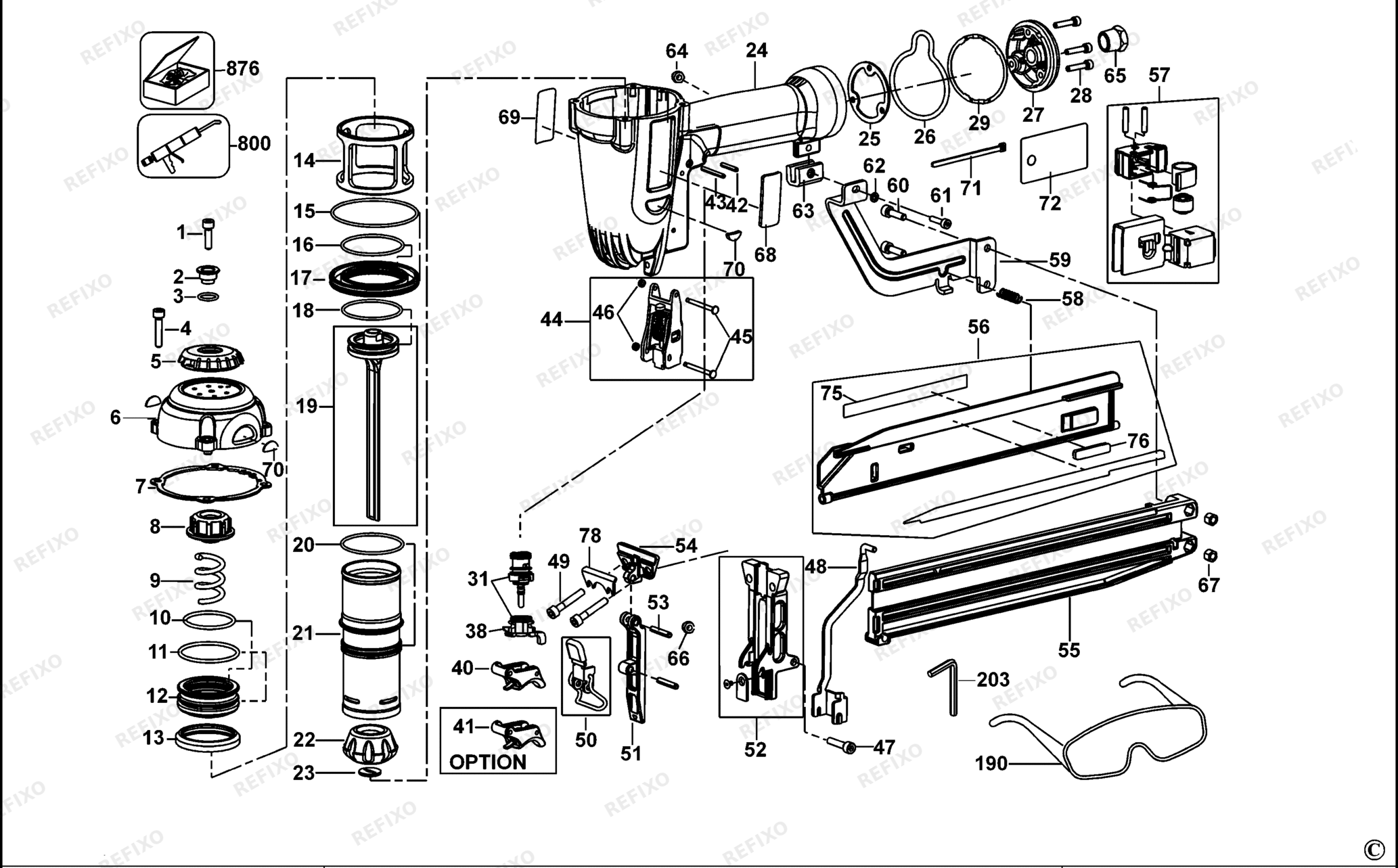 Деталировка DeWalt D51431-XJ TYPE 2 NAILER D51431-XJ D51431 — схема запчастей в разборе