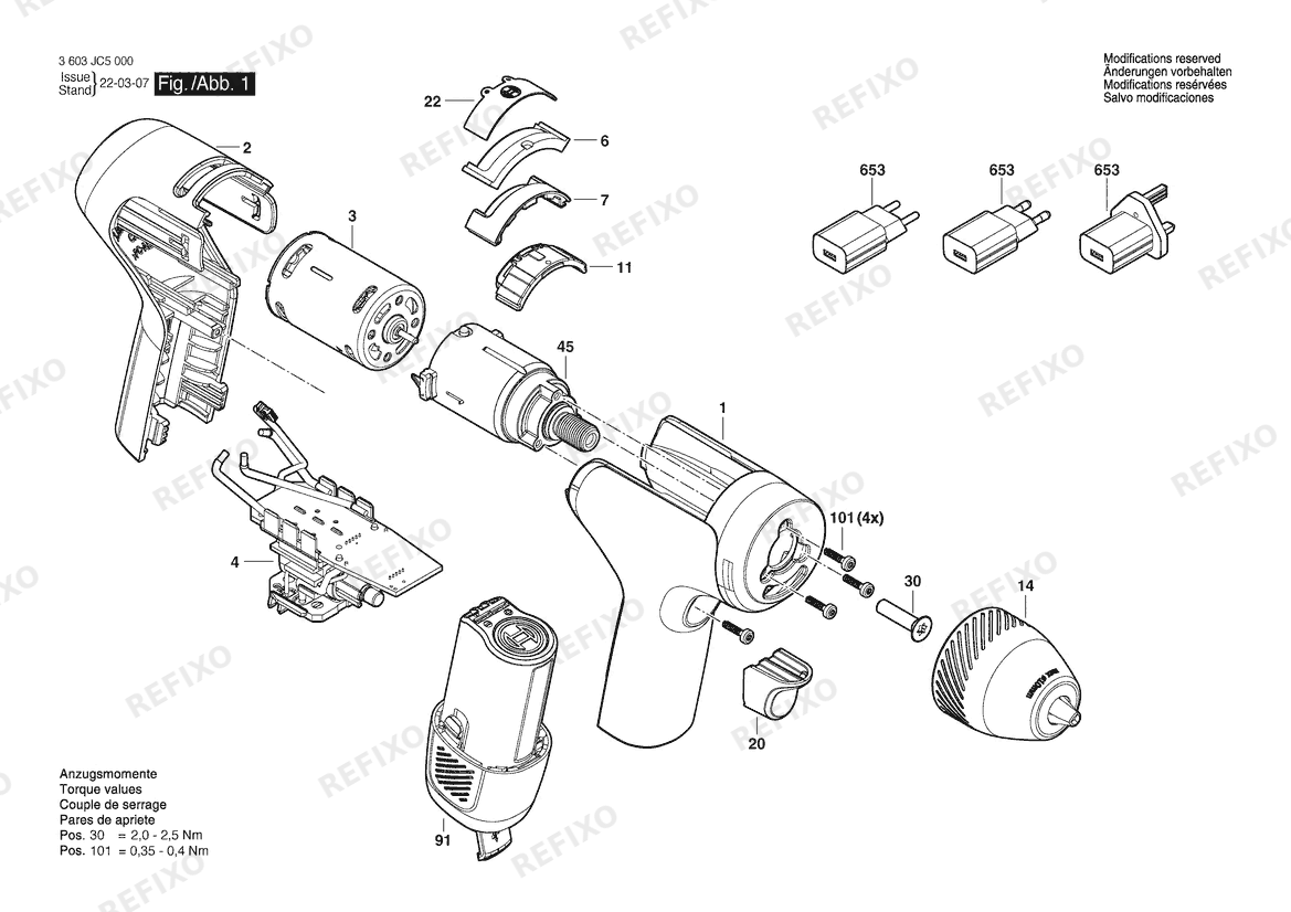 Деталировка Bosch Аккумуляторный шуруповёрт YOUdrill | 3.6 V | 009 - CN (3 603 JC5 080) — схема запчастей в разборе