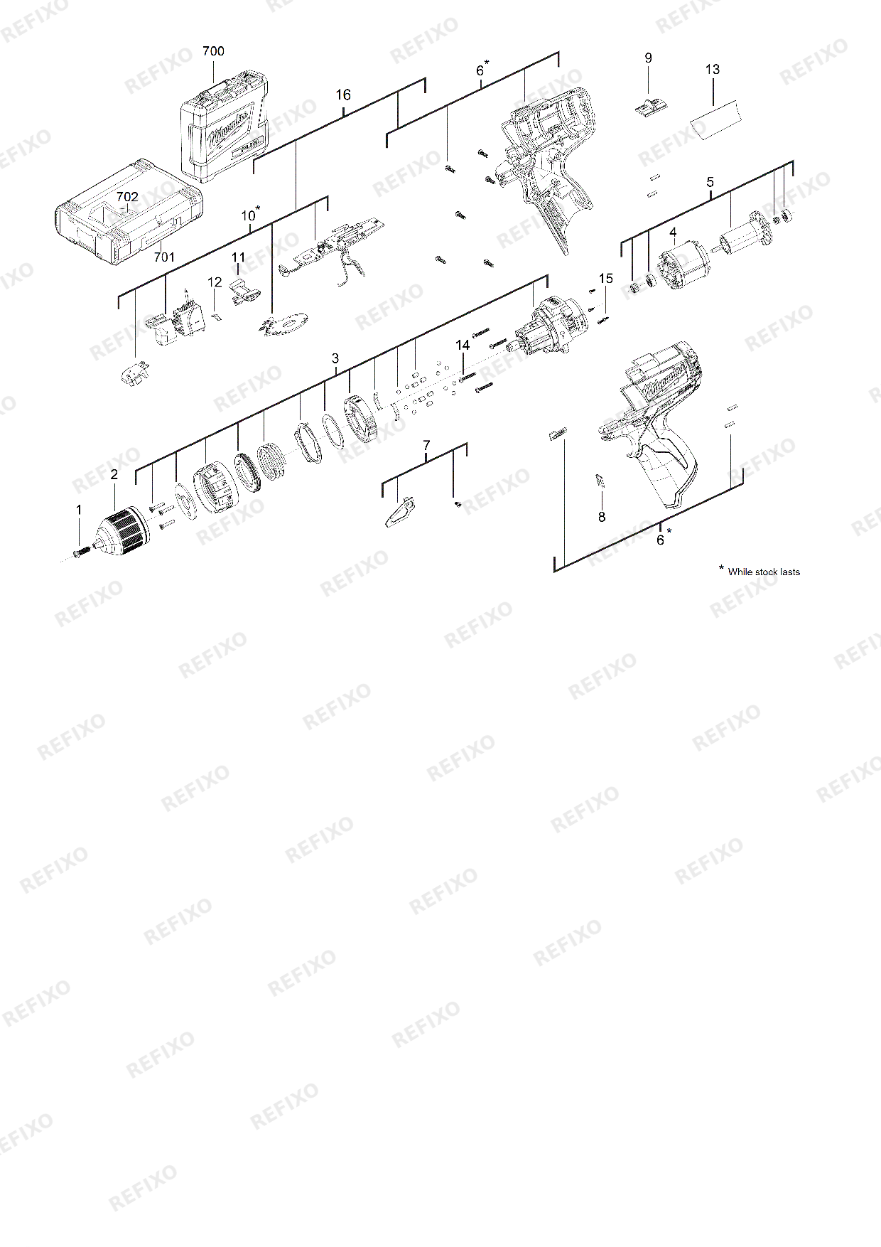 Деталировка MILWAUKEE M12CPD 0 4933440380 4000440371 — схема запчастей в разборе