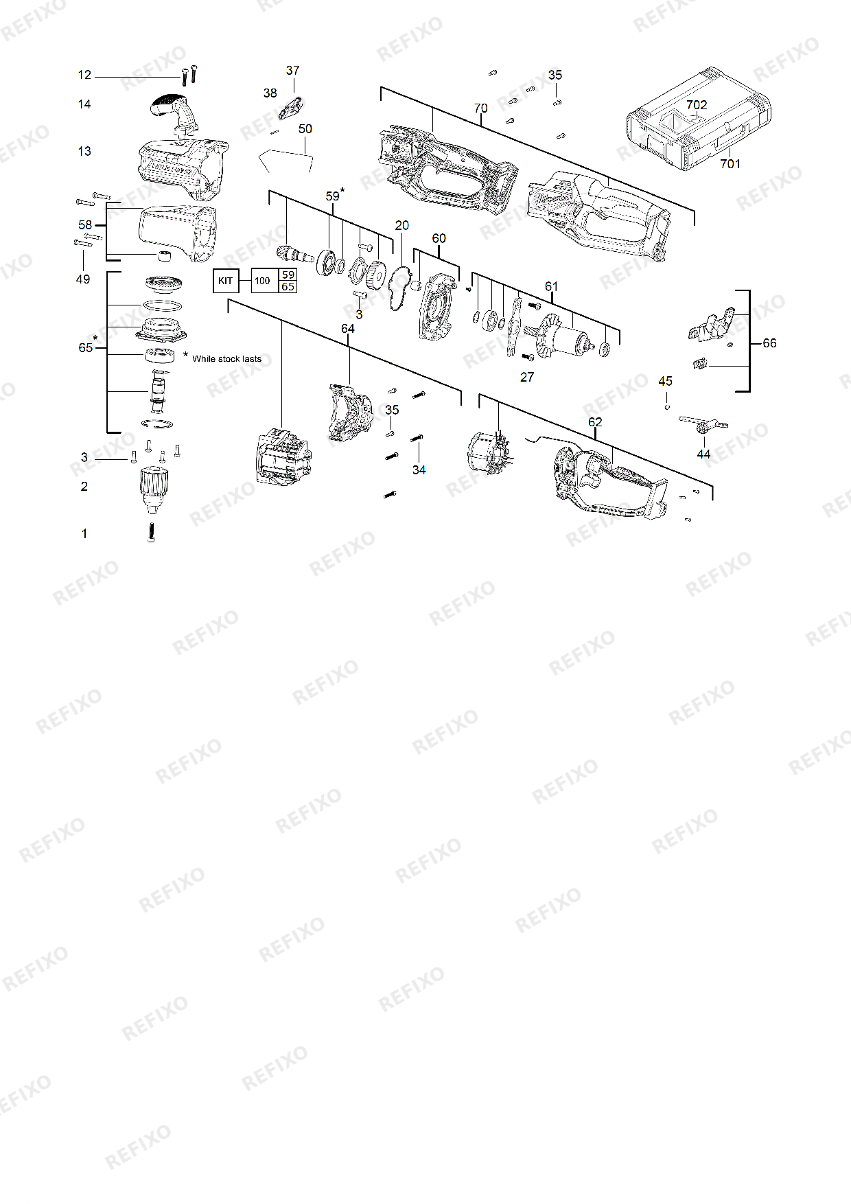 Деталировка MILWAUKEE M18CRAD2 0X 4933471641 4000477109 — схема запчастей в разборе