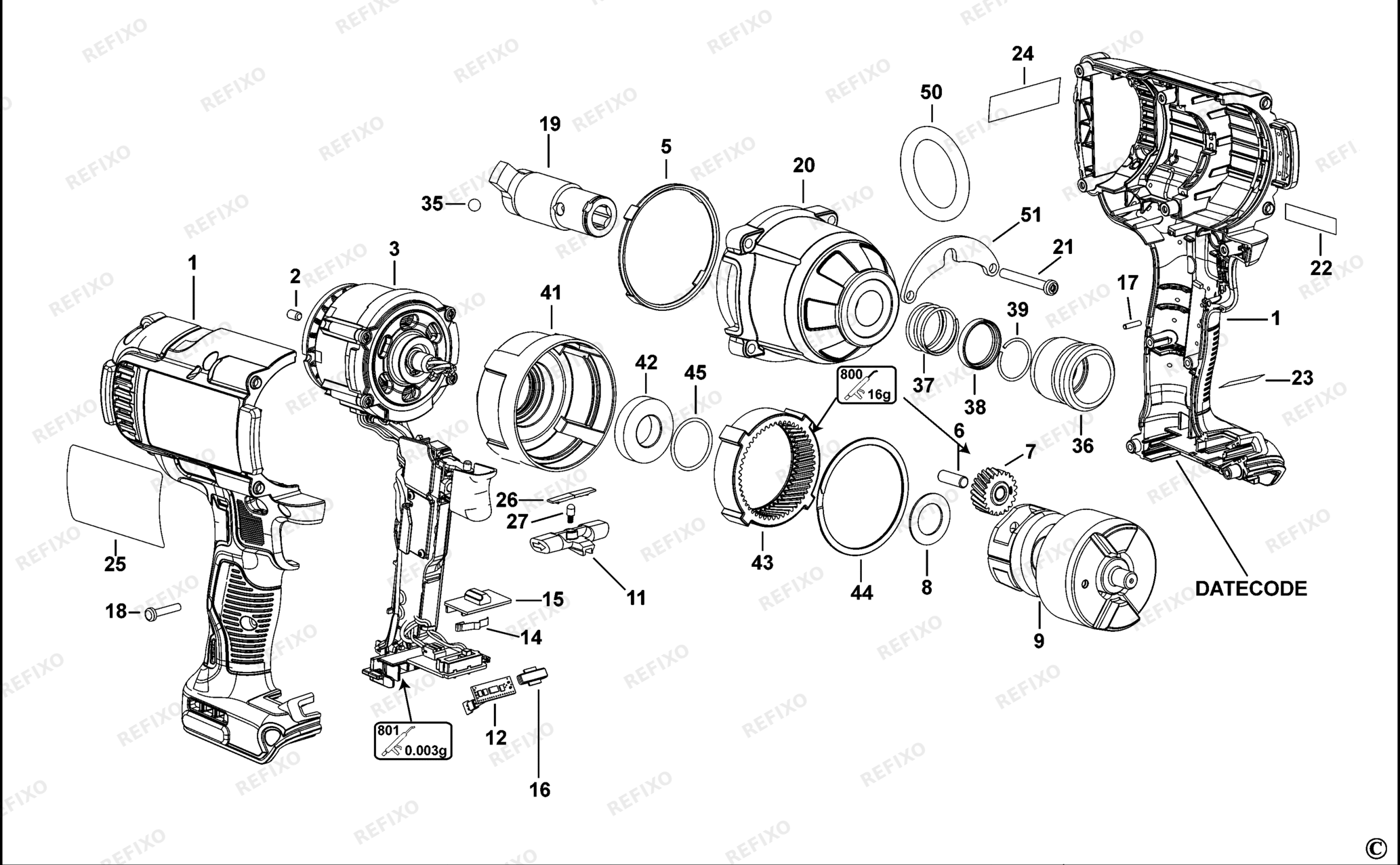 Деталировка DeWalt DCF898-QW TYPE 1 SCHLAGSCHRAUBENSCHL. DCF898-QW DCF898 — схема запчастей в разборе