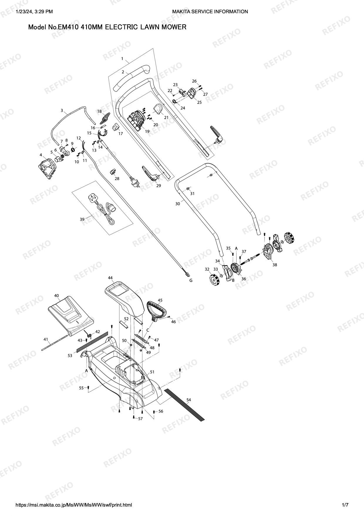 Деталировка MAKITA EM410 — схема запчастей в разборе