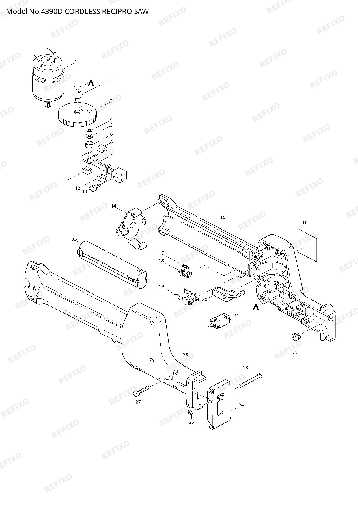 Деталировка MAKITA 4390D — схема запчастей в разборе