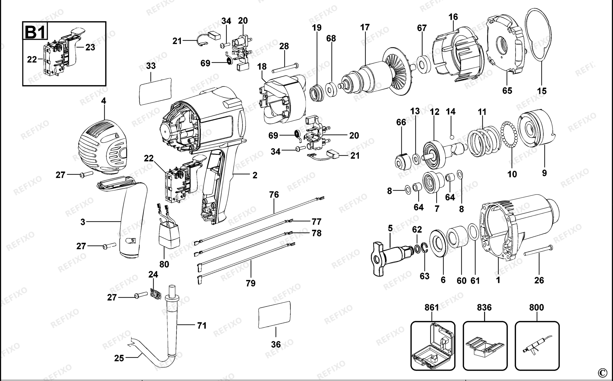 Деталировка DeWalt DW293-XJ TYPE 1 SCHLAGSCHRAUBENSCHL. DW293-XJ DW293 — схема запчастей в разборе