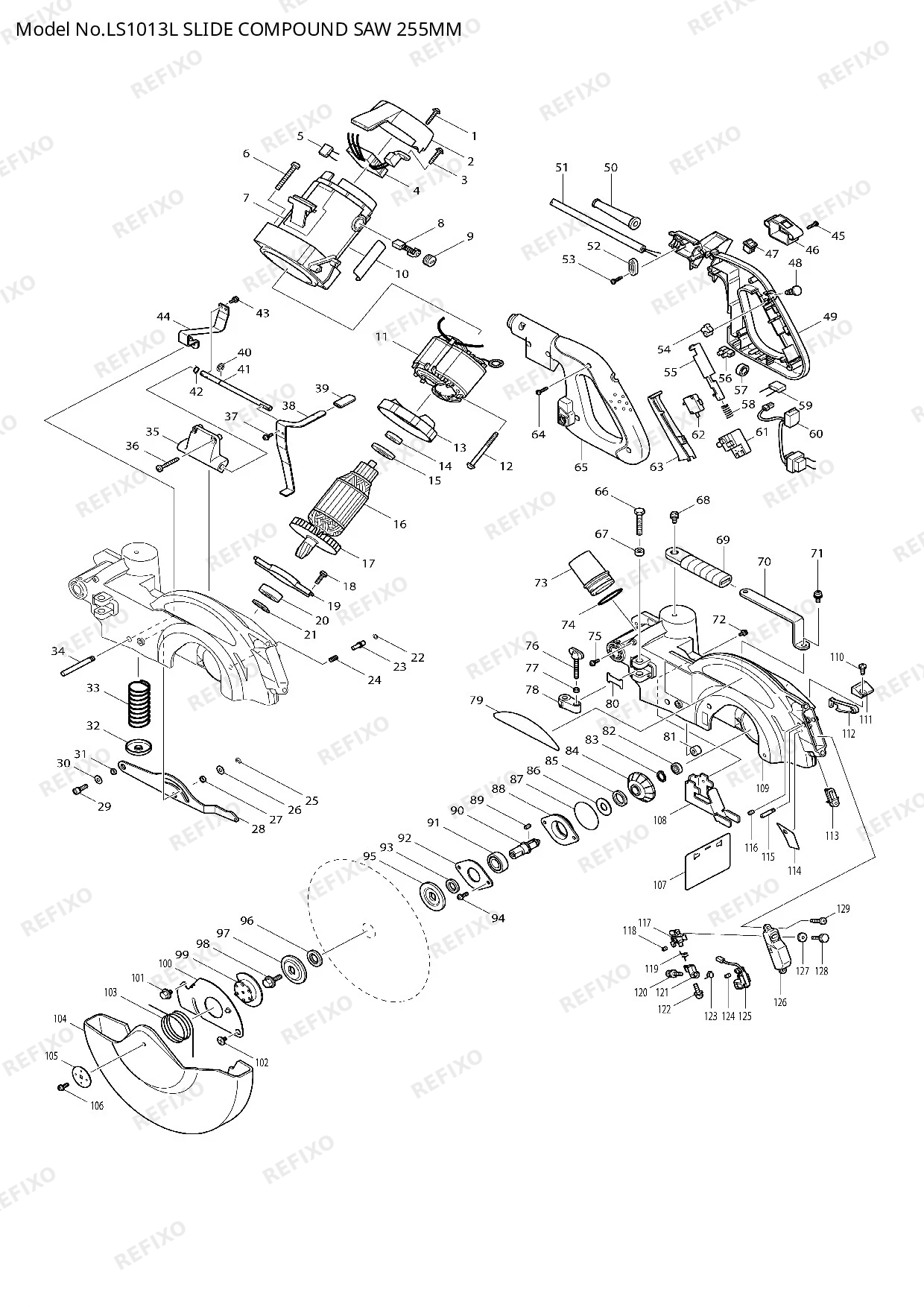 Деталировка MAKITA LS1013L — схема запчастей в разборе