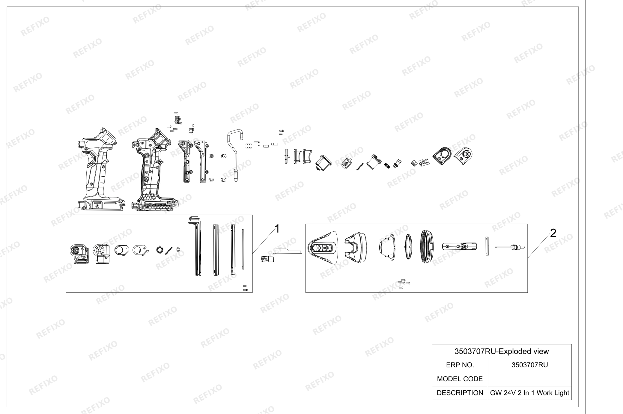 Деталировка Greenworks 3503707RU -Exploded view — схема запчастей в разборе