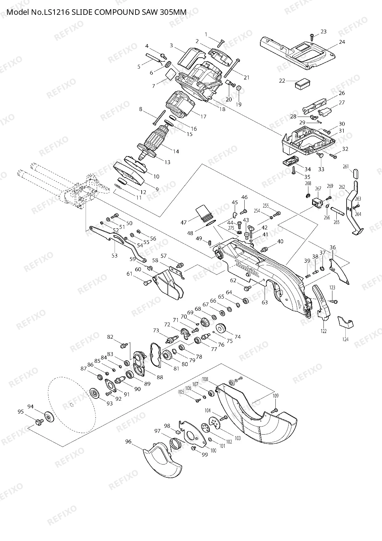 Деталировка MAKITA LS1216 — схема запчастей в разборе
