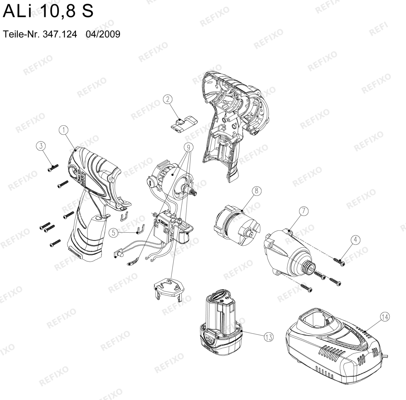 Деталировка Flex Ali 10,8 S Akkubohrschrauber 336343 — схема запчастей в разборе