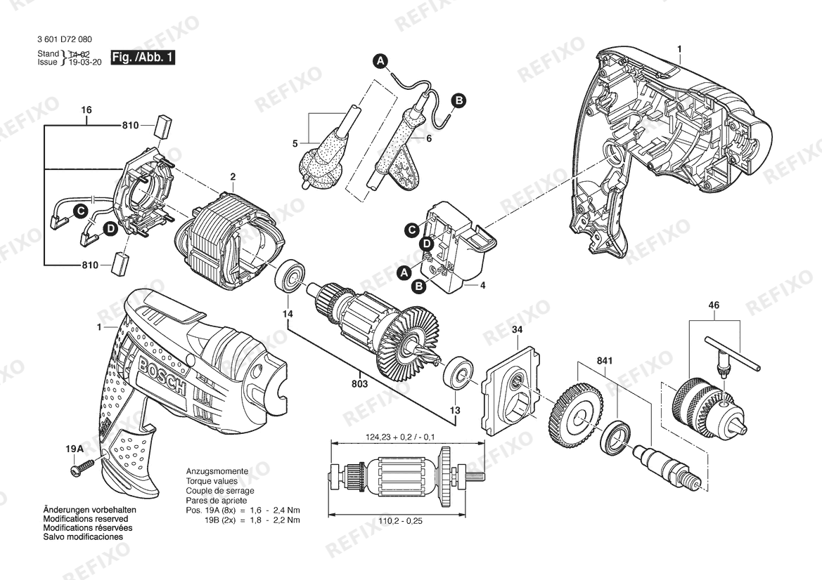 Деталировка Bosch Дрель GBM 6 | 230 V | 026 - AS (3 601 D72 080) — схема запчастей в разборе