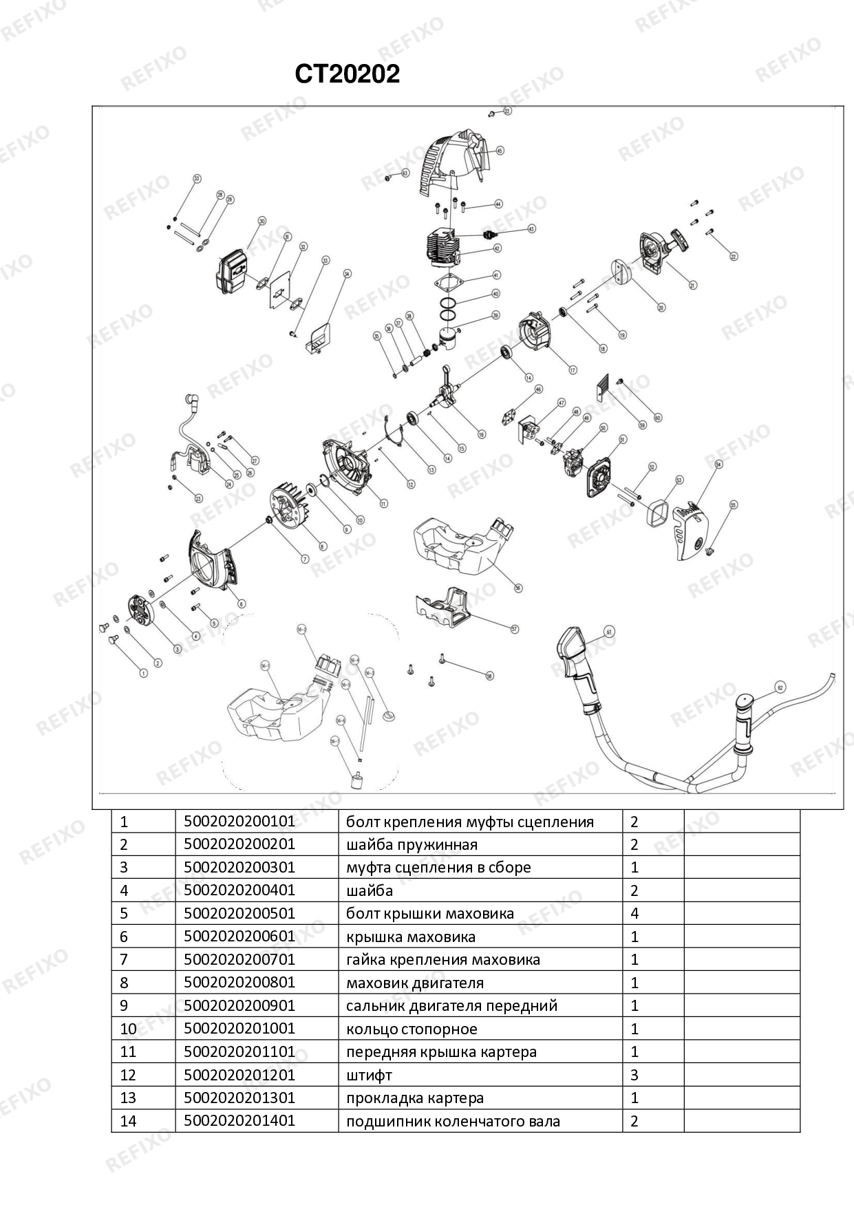 Деталировка CROWN CT20202 — схема запчастей в разборе