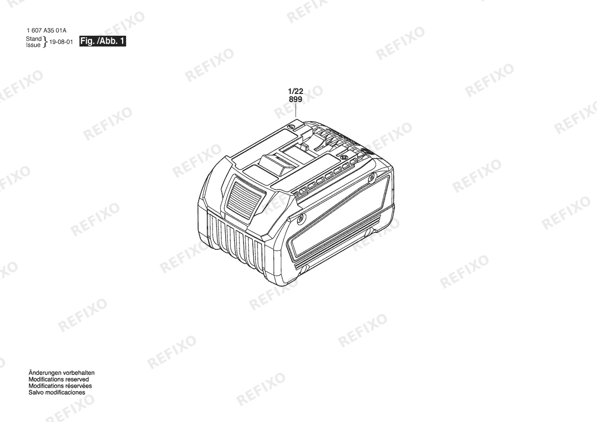 Деталировка Bosch Аккумуляторный -Paket Li-Ion 5S2P | 18 V (1 607 A35 09M) — схема запчастей в разборе