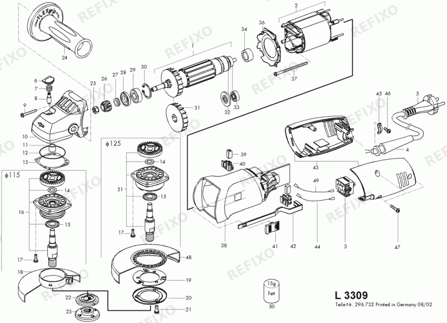 Деталировка Flex L 3309125-230CEE 299235 — схема запчастей в разборе