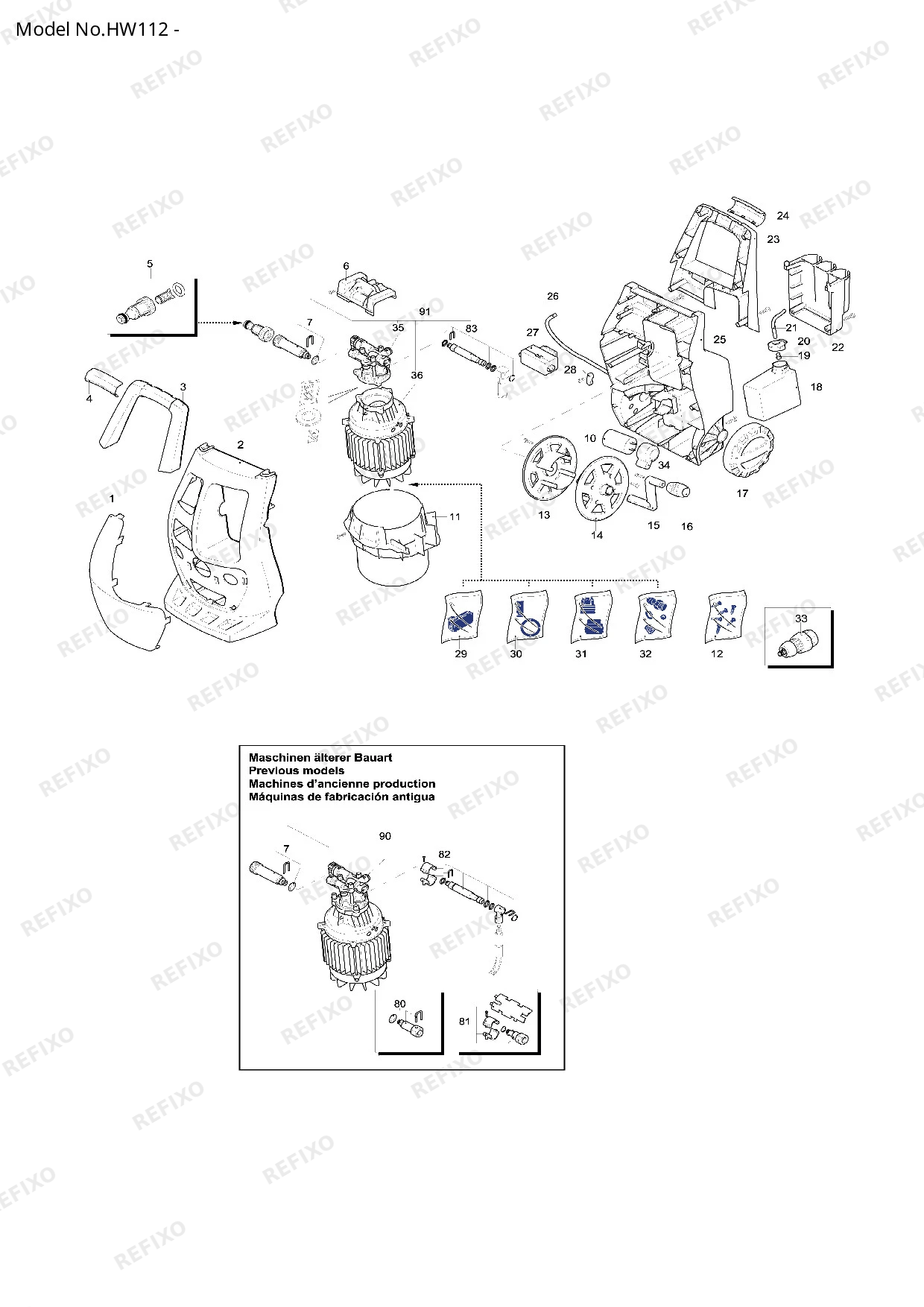 Деталировка MAKITA HW112 — схема запчастей в разборе