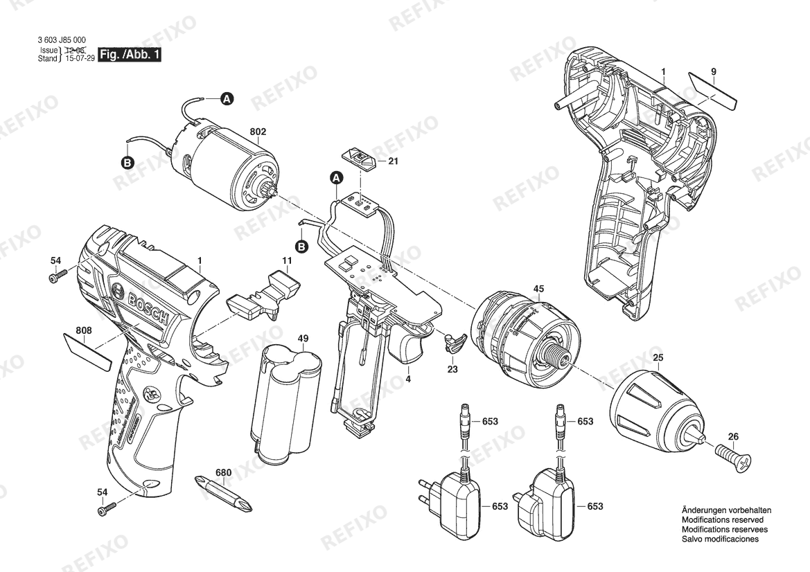 Деталировка Bosch Аккумуляторный шуруповёрт PSR Easy LI | 10.8 V | 001 - EU (3 603 J85 002) — схема запчастей в разборе