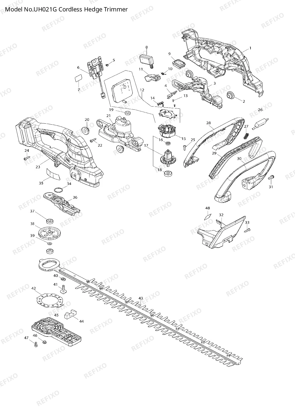 Деталировка MAKITA UH021G — схема запчастей в разборе