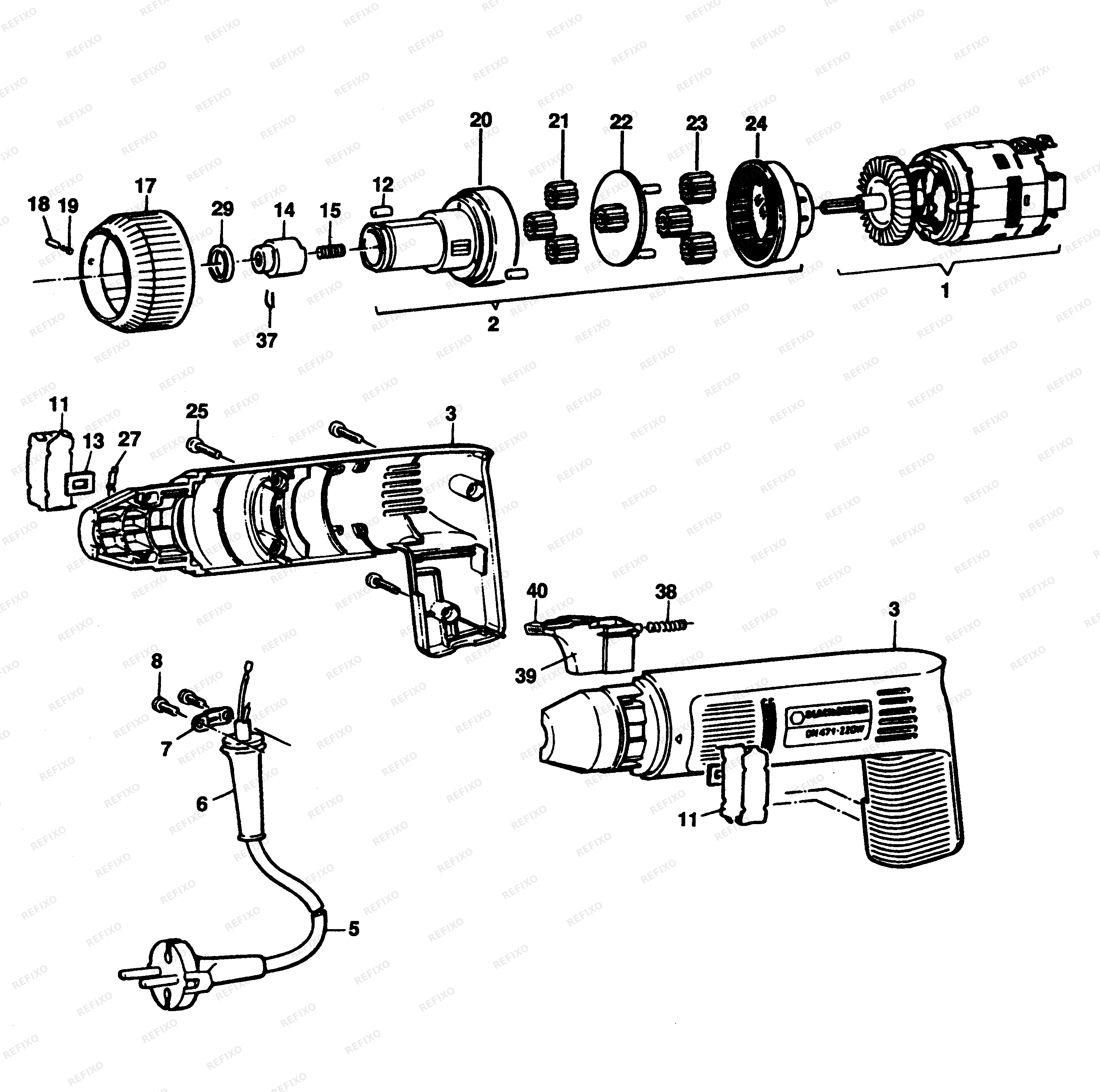 Black&Decker ОТВЁРТКА BD471 — схема запчастей
