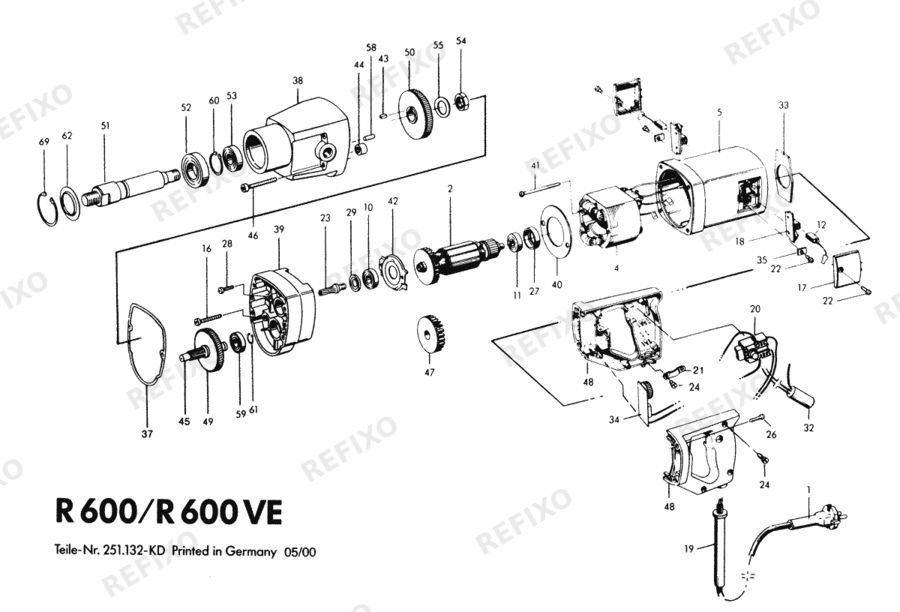 Деталировка Flex R 600 230CEE 223360 — схема запчастей в разборе