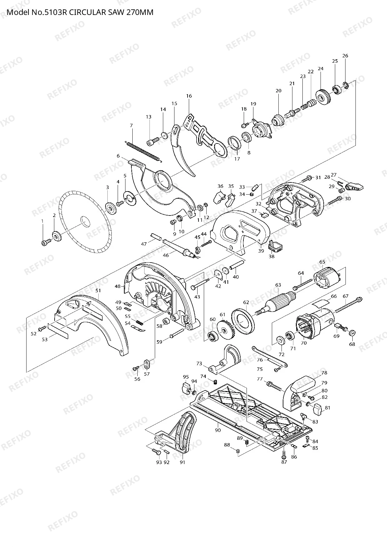 Деталировка MAKITA 5103R — схема запчастей в разборе