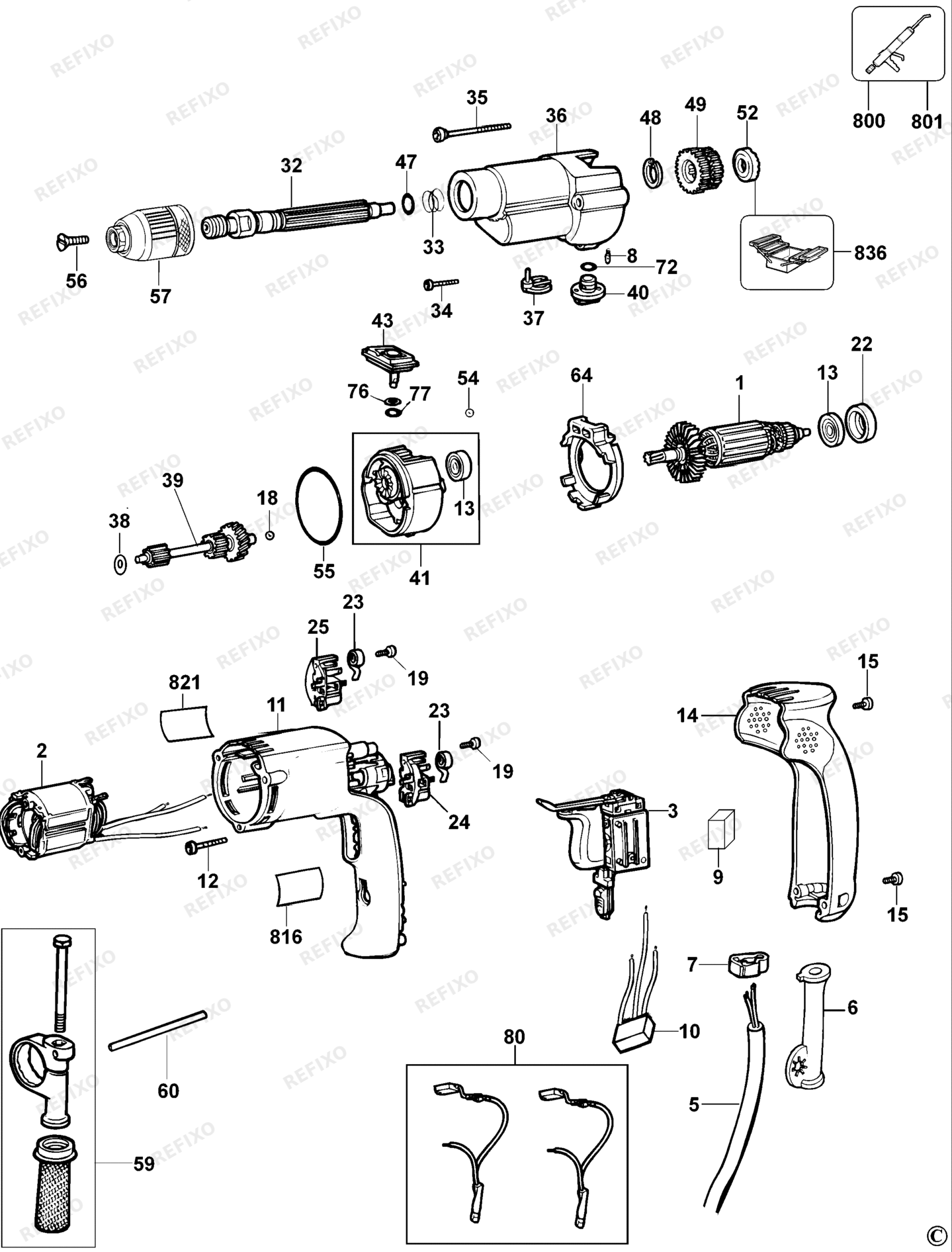 Деталировка DeWalt D21721-LX TYPE 2 BOHRER D21721-LX D21721 — схема запчастей в разборе