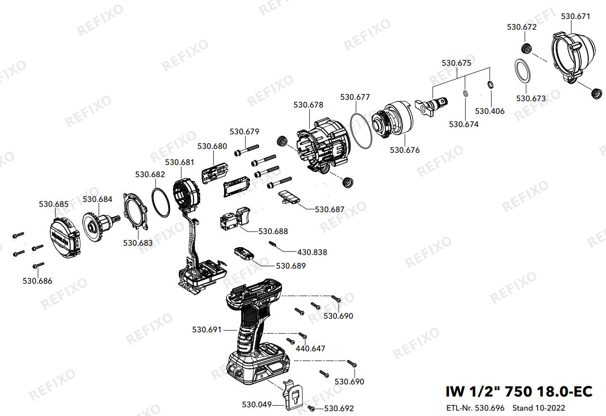 Деталировка Flex IW 12 750-EC C — схема запчастей в разборе