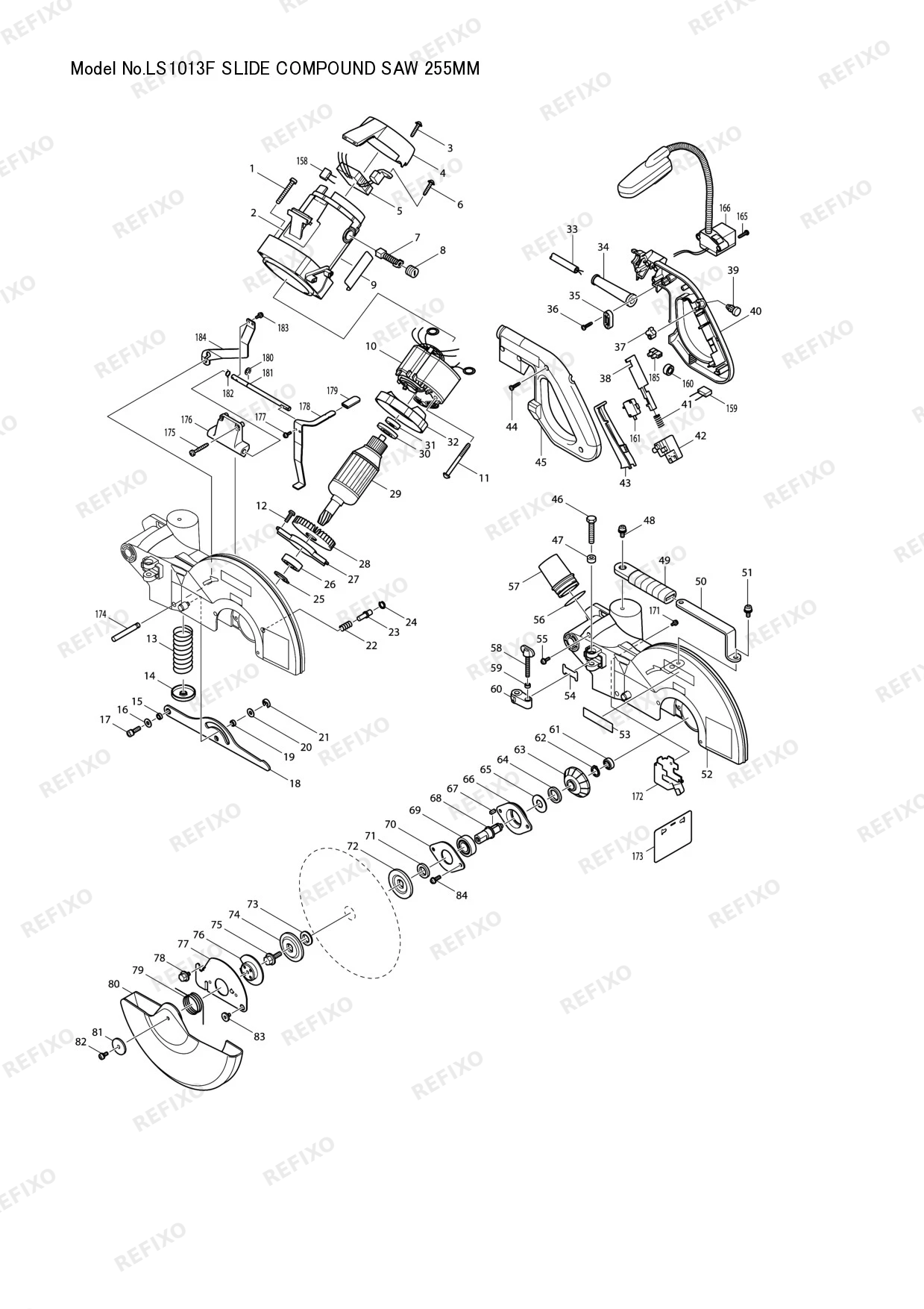 Деталировка MAKITA LS1013F — схема запчастей в разборе